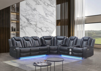 SF2828 Black Leather 2PC Living Set S+L By McFerran