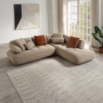 Carrick Beige Fabric Sectional Sofa with 6 Pillows LV03920 By ACME 11