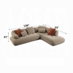 Carrick Beige Fabric Sectional Sofa with 6 Pillows LV03920 By ACME 24