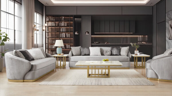 Elegant Gray Sofa Set HD-7008 By Homey Design 4