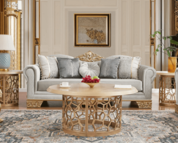 Gray And Gold Sofa HD-9041 By Homey Design
