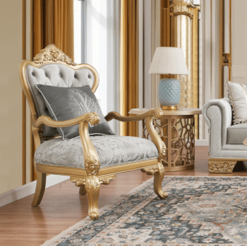 Gray And Gold Armchair HD-9041 By Homey Design