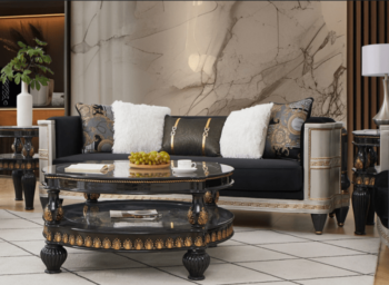 Black And Gold Sofa HD-9042 By Homey Design