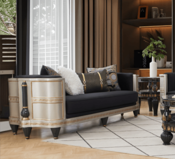 Black And Gold Loveseat HD-9042 By Homey Design