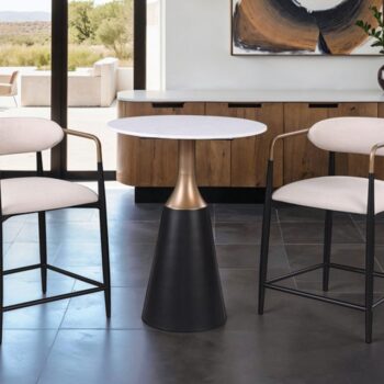 Streatham Black/White/Gold Dining Table FM37002BK-PT-TABLE By Furniture Of America