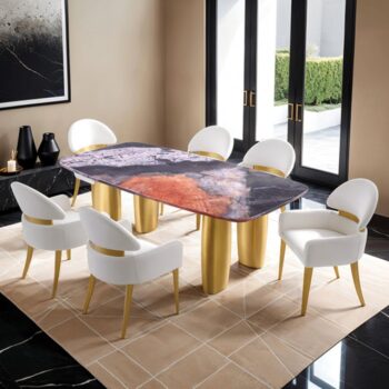 Northolt Black/Gray/Matte Gold Dining Table FM37004GY-T-TABLE By Furniture Of America
