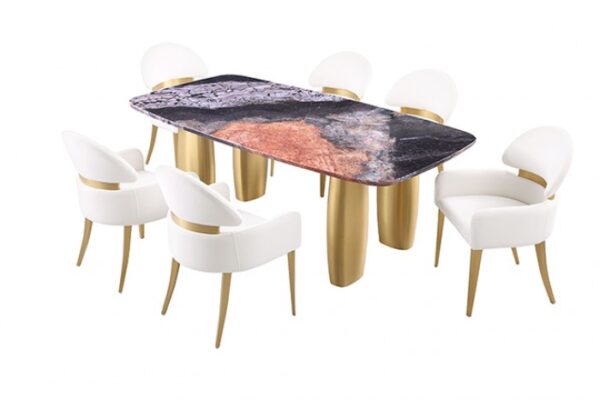 Northolt Black/Gray/Matte Gold Dining Table FM37004GY-T-TABLE By Furniture Of America 9
