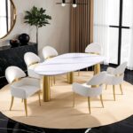 Northam White/Matte Gold Dining Table FM37005WH-T-TABLE By Furniture Of America