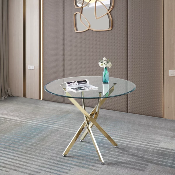 DT666 Round Tempered Glass Dining Table By Artisan Furniture 16