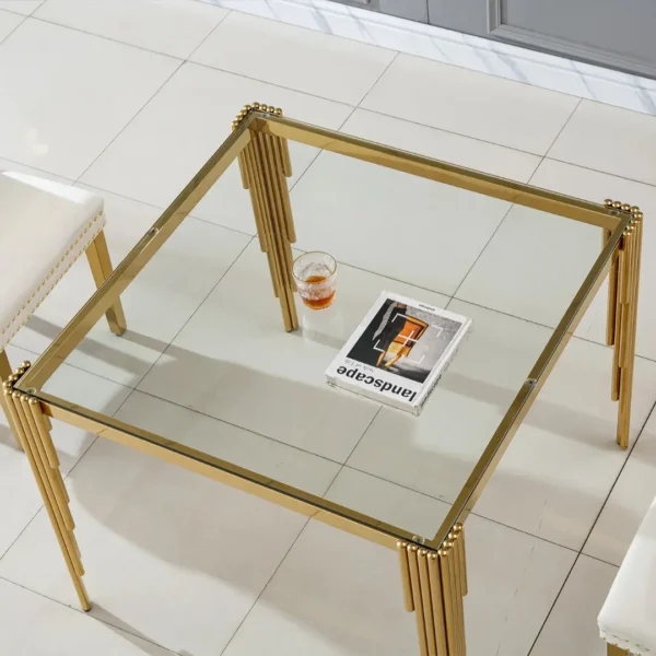 DT0312 Square Tempered Glass Dining Table By Artisan Furniture - Image 4