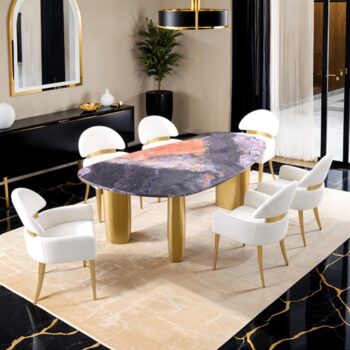 Northwich Black/Gray/Matte Gold Dining Table FM37006GY-T-TABLE By Furniture Of America