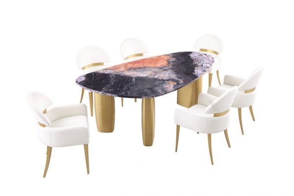Northwich Black/Gray/Matte Gold Dining Table FM37006GY-T-TABLE By Furniture Of America 10