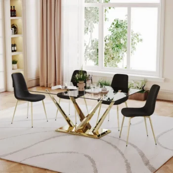 DT034 Glass Top Dining Room Table by Artisan Furniture