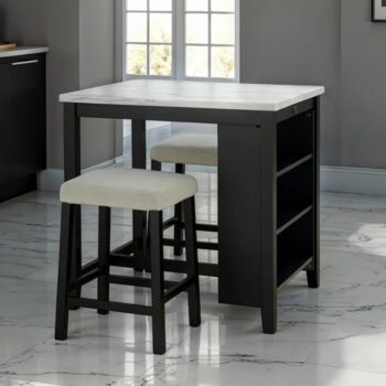 Chalcedony Black/White 3 Pc. Dining Table Set SL3401BK-PT-3PK By Furniture Of America