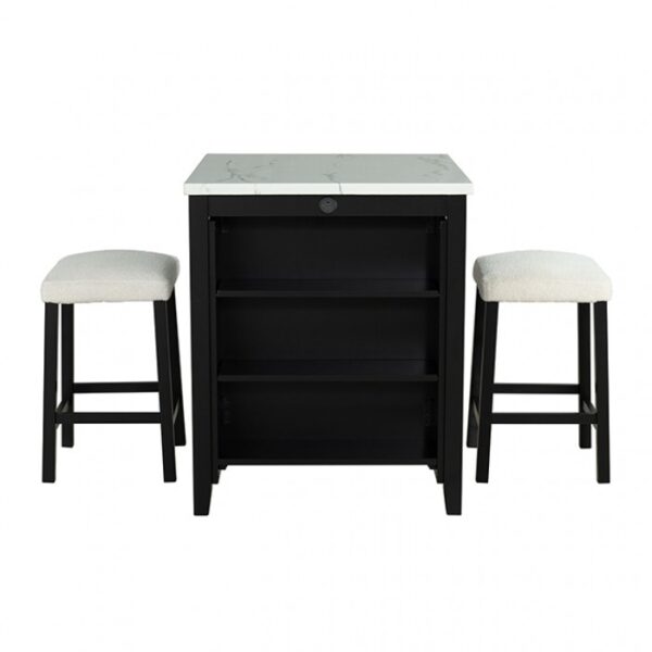 Chalcedony Black/White 3 Pc. Dining Table Set SL3401BK-PT-3PK By Furniture Of America 10