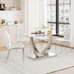 DT035 Glass Top Dining Room Table By Artisan Furniture