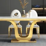 DT053GMW White Marble Table Top Dining Table By Artisan Furniture - Image 3