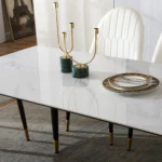 DT206 Rectangular White Marble Dining Table Top By Artisan Furniture Dining Room Furniture Mobilia Cleopatra 26 DT206 Rectangular White Marble Dining Table Top By Artisan Furniture 26