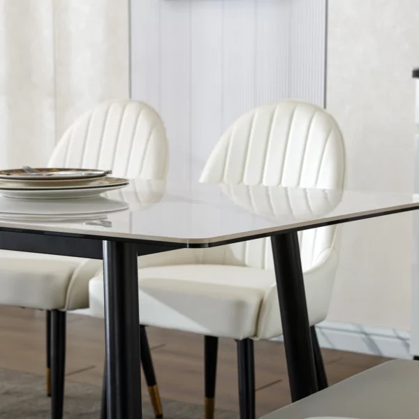 DT206 Rectangular White Marble Dining Table Top By Artisan Furniture 18