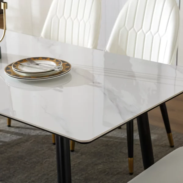 DT206 Rectangular White Marble Dining Table Top By Artisan Furniture 19