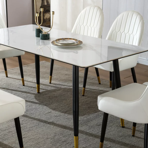 DT206 Rectangular White Marble Dining Table Top By Artisan Furniture 20