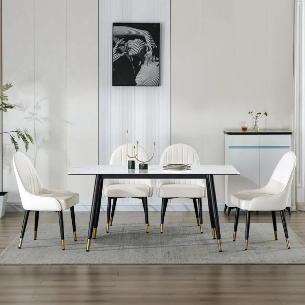 DT206 Rectangular White Marble Dining Table Top By Artisan Furniture 22