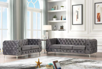 SF1817-2PC New Gray Velvet Sofa 2PC Set S+L By McFerran 4