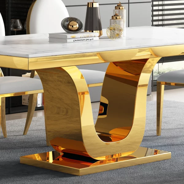DT053GMW White Marble Table Top Dining Table By Artisan Furniture 9