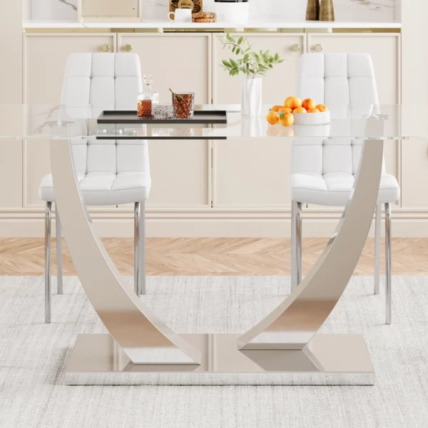 DT035 Glass Top Dining Room Table By Artisan Furniture 24
