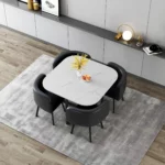 801-2 White Marble Dining Table Set With 4 Chair By Artisan Furniture Luxury Dining Tables Mobilia Cleopatra 37 801-2 White Marble Dining Table Set With 4 Chair By Artisan Furniture 37