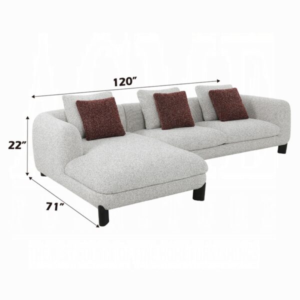 Mardi Sectional Sofa with 3 Pillows in Beige Tweed LV04280 By ACME 7