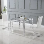 DT0312 Square Tempered Glass Dining Table By Artisan Furniture Dining Room Furniture Mobilia Cleopatra 57 DT0312 Square Tempered Glass Dining Table By Artisan Furniture 57