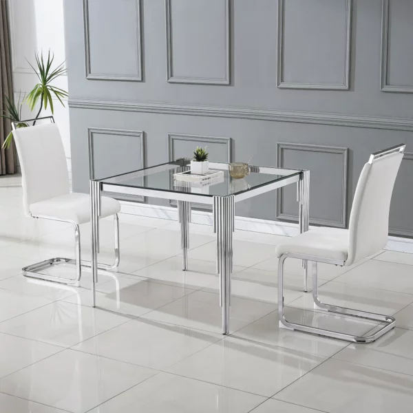 DT0312 Square Tempered Glass Dining Table By Artisan Furniture 34