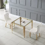 DT0312 Square Tempered Glass Dining Table By Artisan Furniture Dining Room Furniture Mobilia Cleopatra 68 DT0312 Square Tempered Glass Dining Table By Artisan Furniture 68