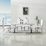 DT317 White Marble Top Dining Room Table by Artisan Furniture Dining Room Furniture Mobilia Cleopatra 40 DT317 White Marble Top Dining Room Table by Artisan Furniture 40
