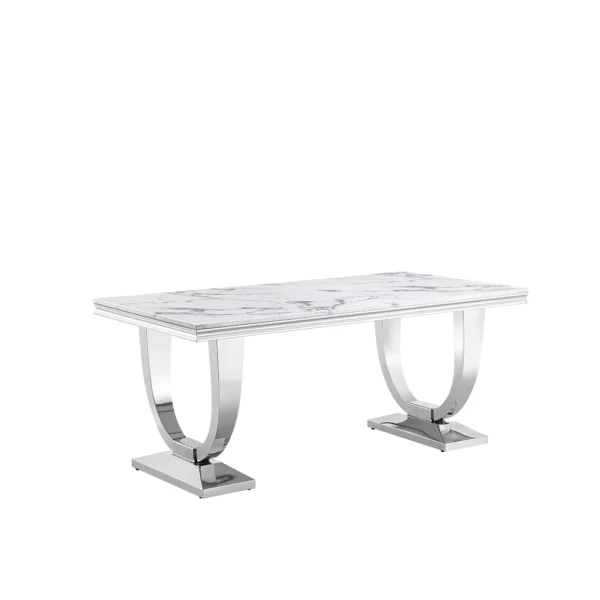 DT317 White Marble Top Dining Room Table by Artisan Furniture 24