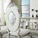 DT317 White Marble Top Dining Room Table by Artisan Furniture Dining Room Furniture Mobilia Cleopatra 44 DT317 White Marble Top Dining Room Table by Artisan Furniture 44