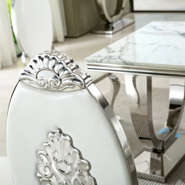 DT317 White Marble Top Dining Room Table by Artisan Furniture 28
