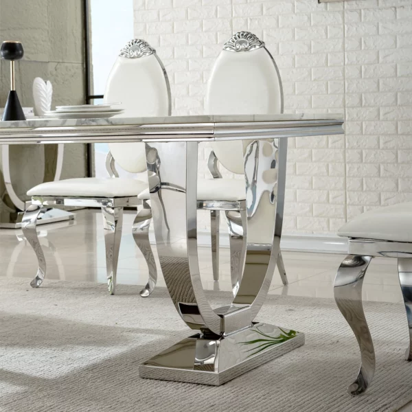DT317 White Marble Top Dining Room Table by Artisan Furniture 29