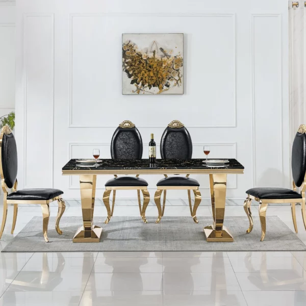 DT317 White Marble Top Dining Room Table by Artisan Furniture 31