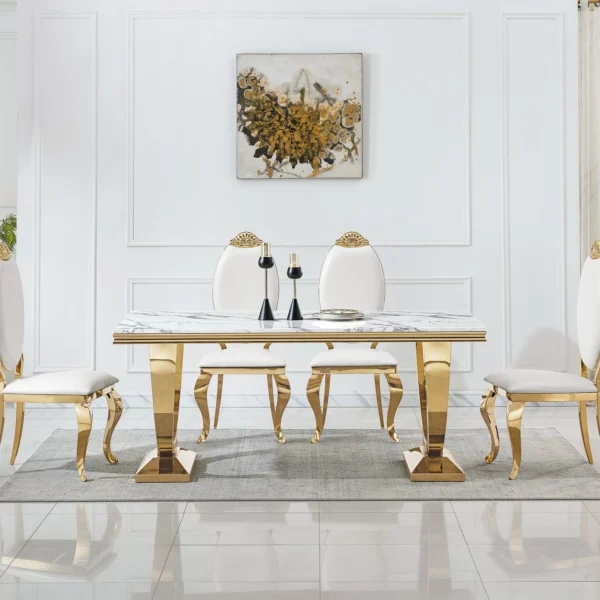 DT317 White Marble Top Dining Room Table by Artisan Furniture 35