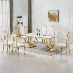 DT317 White Marble Top Dining Room Table by Artisan Furniture Dining Room Furniture Mobilia Cleopatra 37 DT317 White Marble Top Dining Room Table by Artisan Furniture 37