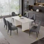DCK80 Leather Dining Chair With Metal Legs by Artisan Furniture Dining Chair & Bench Mobilia Cleopatra 18 DCK80 Leather Dining Chair With Metal Legs by Artisan Furniture 18