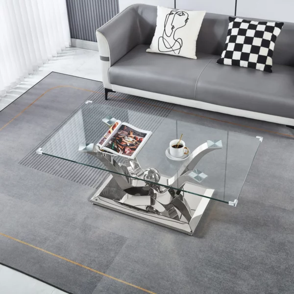 CT033 Rectangular Glass Table Top Coffee Table By Artisan Furniture 19