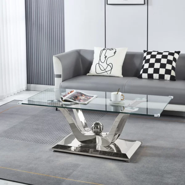 CT033 Rectangular Glass Table Top Coffee Table By Artisan Furniture 12