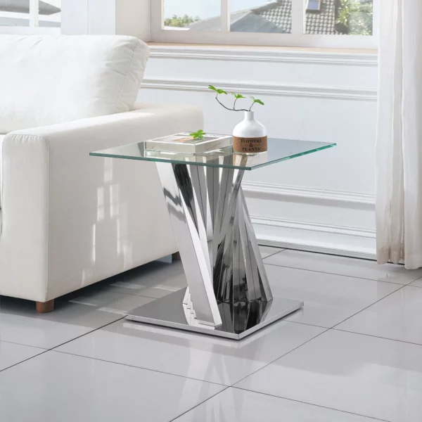 ET031 Glass Pedestal Table Top End Table by Artisan Furniture 12
