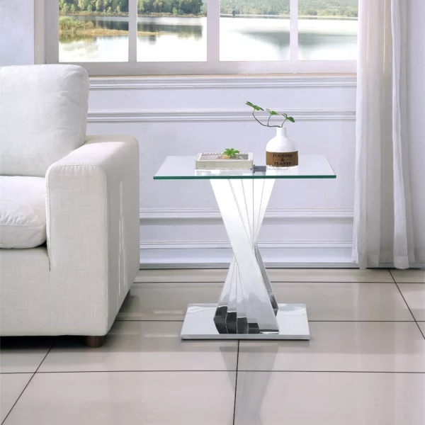 ET031 Glass Pedestal Table Top End Table by Artisan Furniture 13
