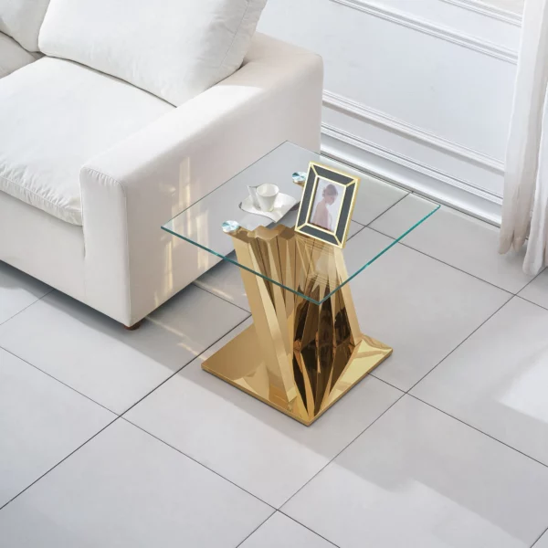 ET031 Glass Pedestal Table Top End Table by Artisan Furniture 16