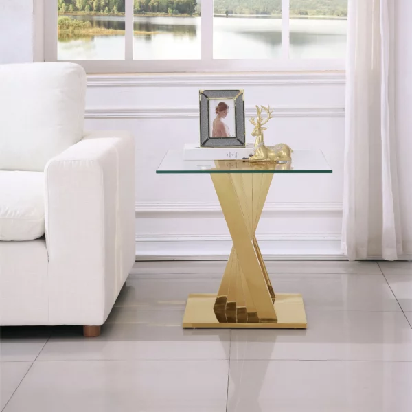 ET031 Glass Pedestal Table Top End Table by Artisan Furniture 17