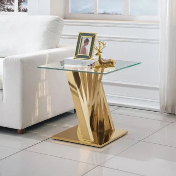 ET031 Glass Pedestal Table Top End Table by Artisan Furniture